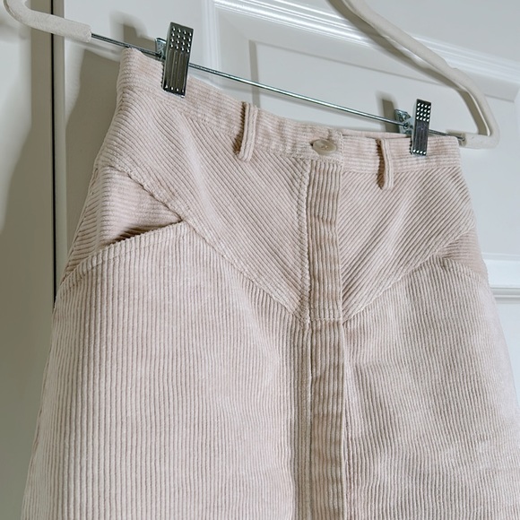 Corduroy mini skirt button front closure pockets belt loop high waist - Picture 3 of 5